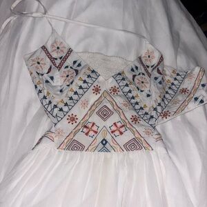 Embroidered White Flowy Dress